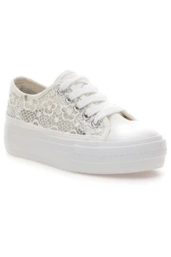 Sneakers bianche con pizzo suola flatform ENERGY E111