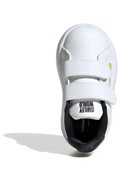 Sneakers bianche con smile e doppio strappo Adidas Advantage Smiley CF I