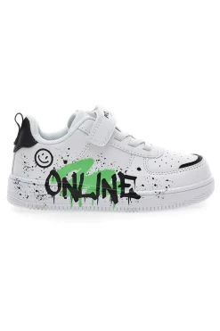 Sneakers bianche con stampa colorata Pitt Kids K22355