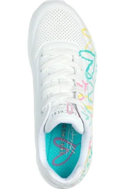 Sneakers bianche con stampa cuori termoreattiva Skechers Uno Changed Love