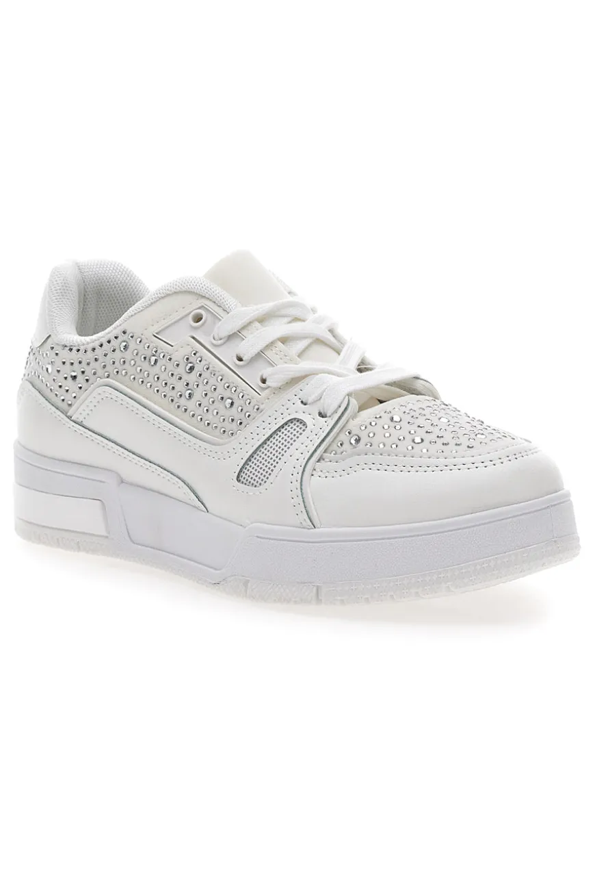 Sneakers Bianche con Strass Me & Me 820