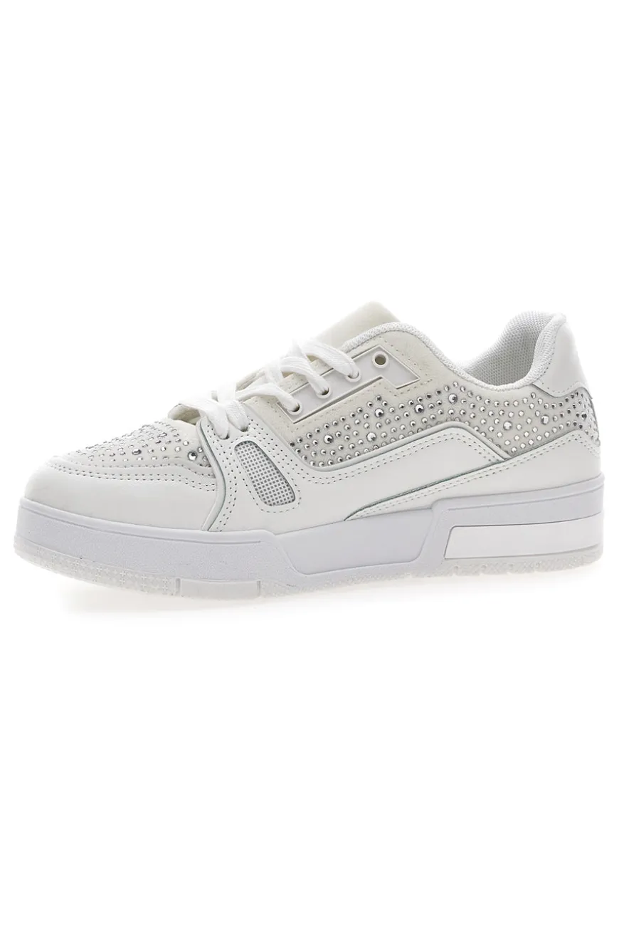 Sneakers Bianche con Strass Me & Me 820