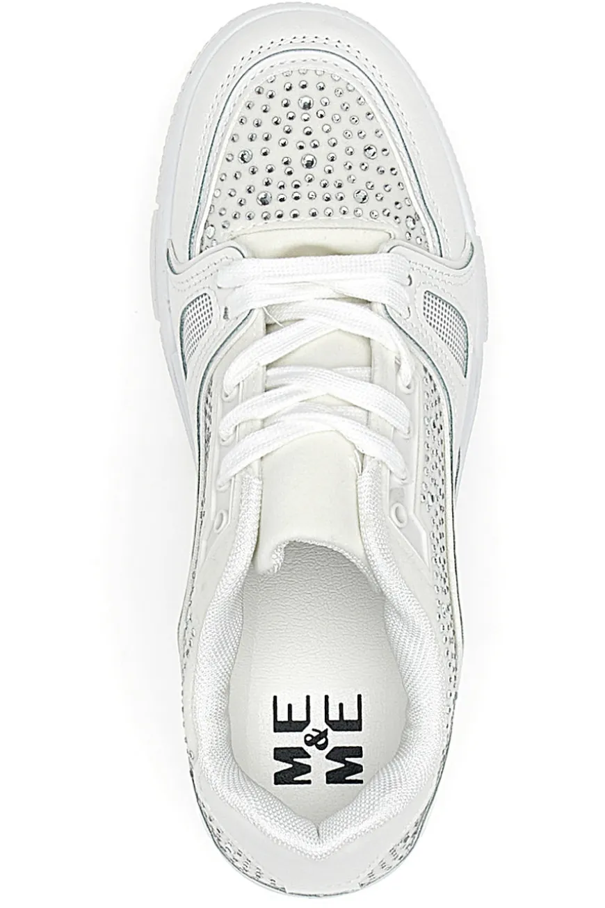 Sneakers Bianche con Strass Me & Me 820