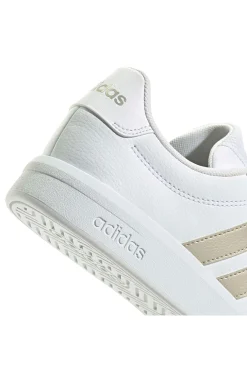 Sneakers bianche con strisce dorate in pelle sintetica riciclata Adidas Grand Court Base 3.0