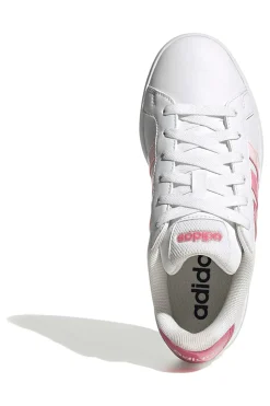 Sneakers bianche con strisce rosa sfumate in materiale sintetico Adidas Grand Court 3.0 J