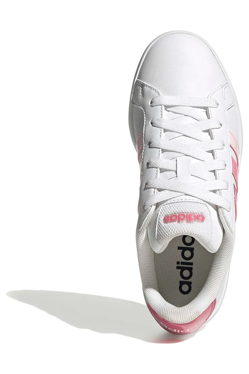 Sneakers bianche con strisce rosa sfumate in materiale sintetico Adidas Grand Court 3.0 J