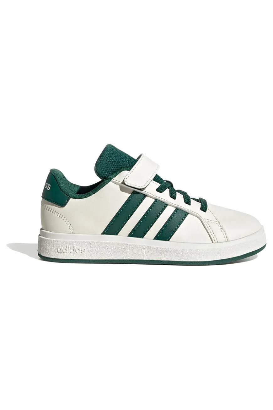 Sneakers bianche con strisce verdi e chiusura a strappo Adidas Grand Court 2 EL C