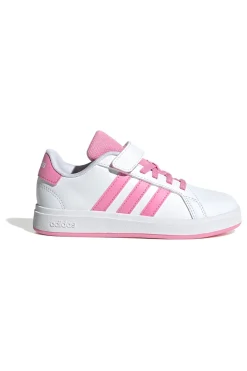 Sneakers bianche con strisce rosa e chiusura a strappo Adidas Grand Court 2 EL C