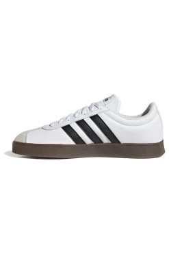 Sneakers bianche con strisce nere e punta in suede Adidas VL Court Base