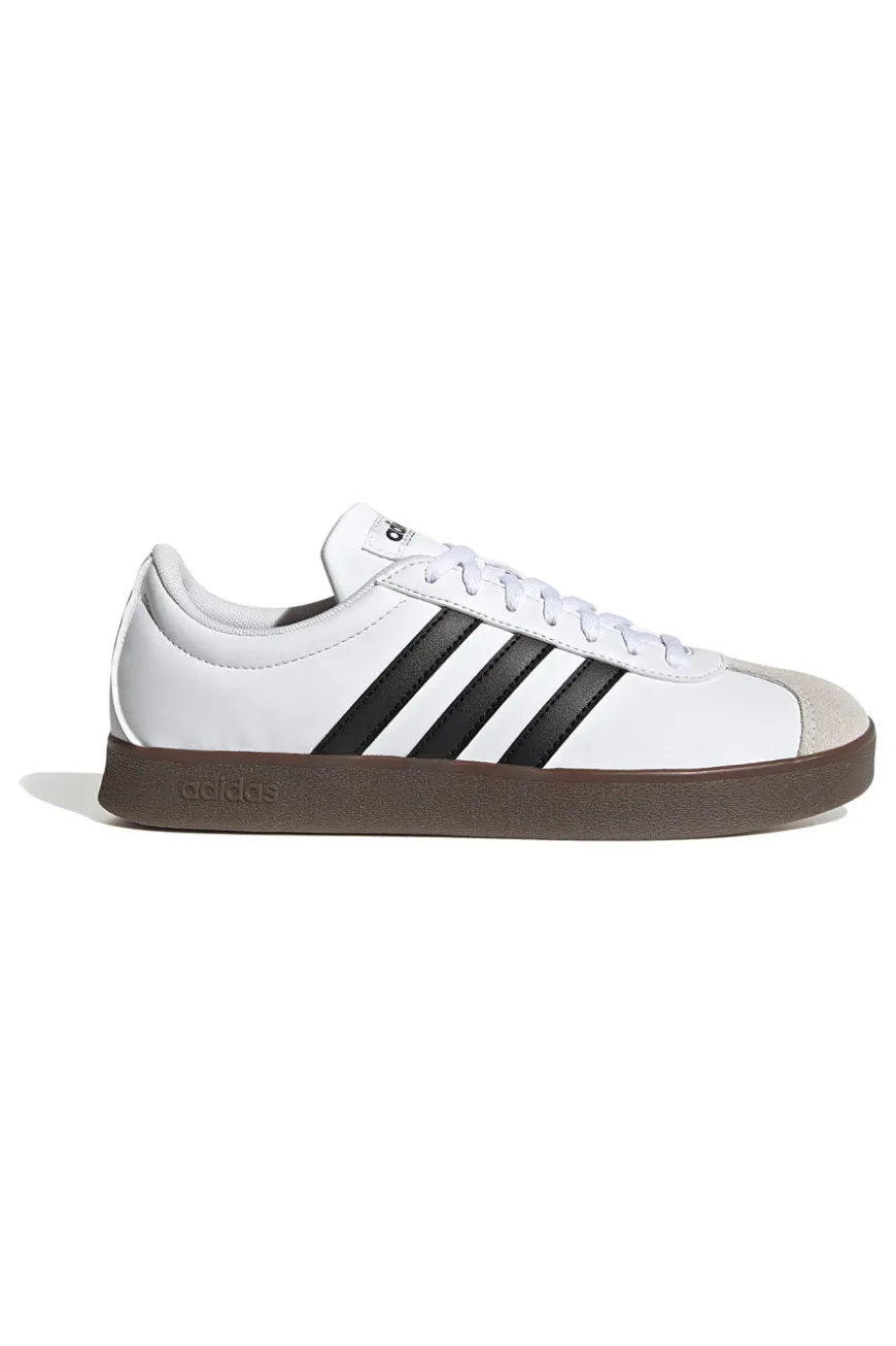 Sneakers bianche con strisce nere e punta in suede Adidas VL Court Base