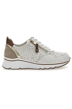 Sneakers Bianche con Tomaia in Pelle Traforata PRIMA RIGA 21464GLAM