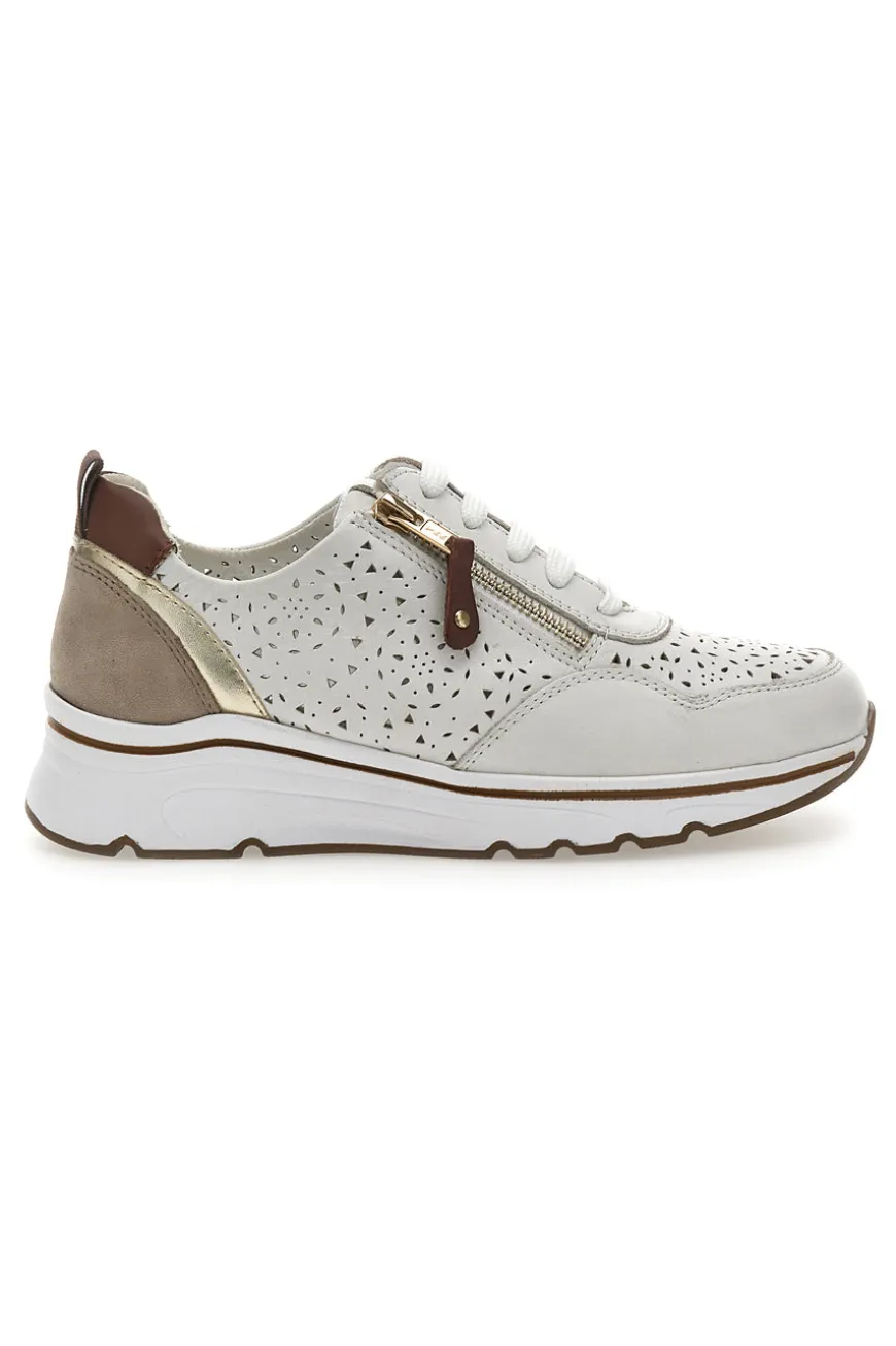 Sneakers Bianche con Tomaia in Pelle Traforata PRIMA RIGA 21464GLAM