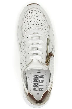 Sneakers Bianche con Tomaia in Pelle Traforata PRIMA RIGA 21464GLAM