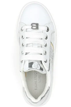 Sneakers Bianche con Tomaia Liscia e Dettagli Glitterati LAURA BIAGIOTTI L8327