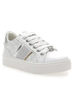 Sneakers Bianche con Tomaia Liscia e Dettagli Glitterati LAURA BIAGIOTTI L8327