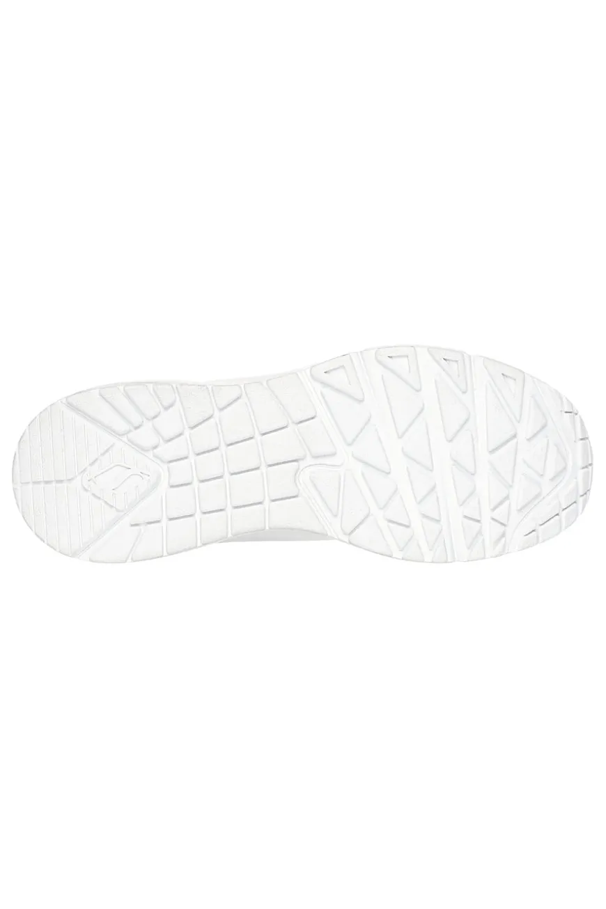 Sneakers bianche con zeppa e dettagli oro Skechers Uno Wedge Hi Steps