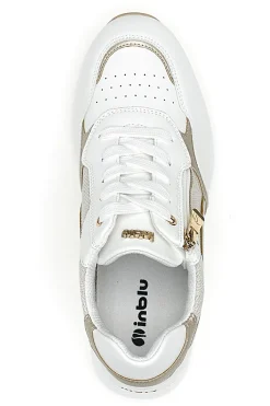 Sneakers bianche con zip e dettagli oro Inblu 488IN