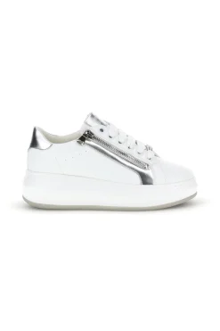 Sneakers bianche con zip laterale platform Burani 52031C1396