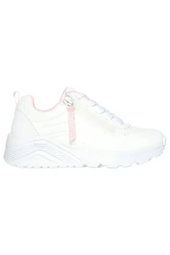 Sneakers bianche con zip laterale e platform Skechers Uno Lite Easy Zip