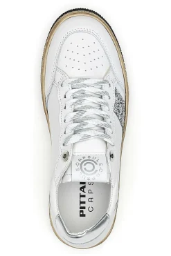 Sneakers bianche e argento in pelle con dettagli glitter Pittarello Capsule Kelly
