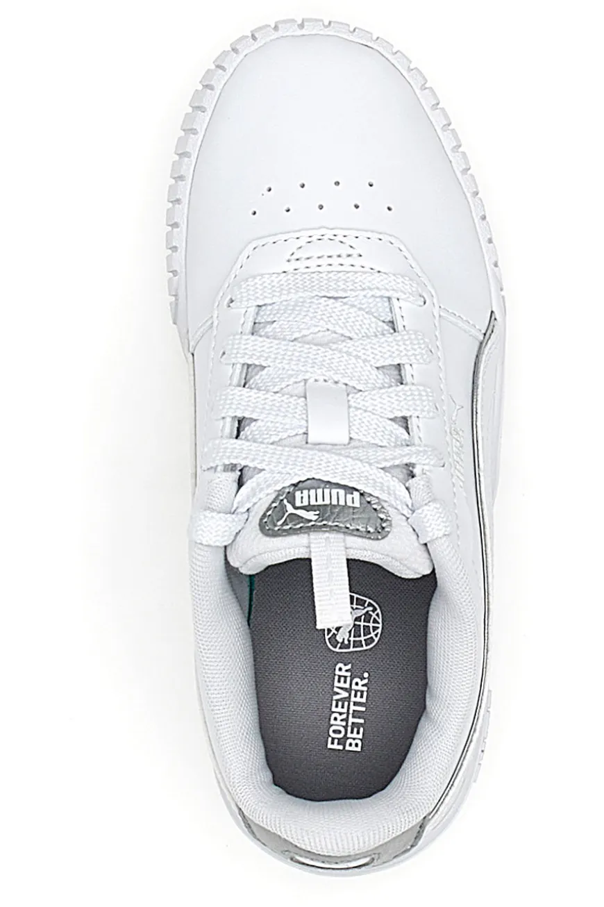 Sneakers Bianche e Argento Platform Puma Carina 2.0 Pop Up Mtllcs Ps