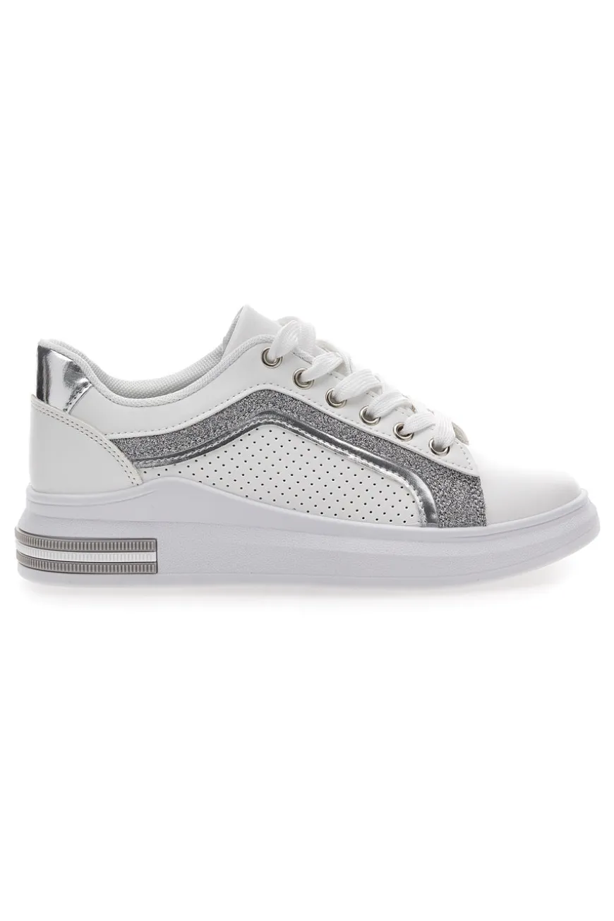 Sneakers Bianche e Argento Prima Riga 435