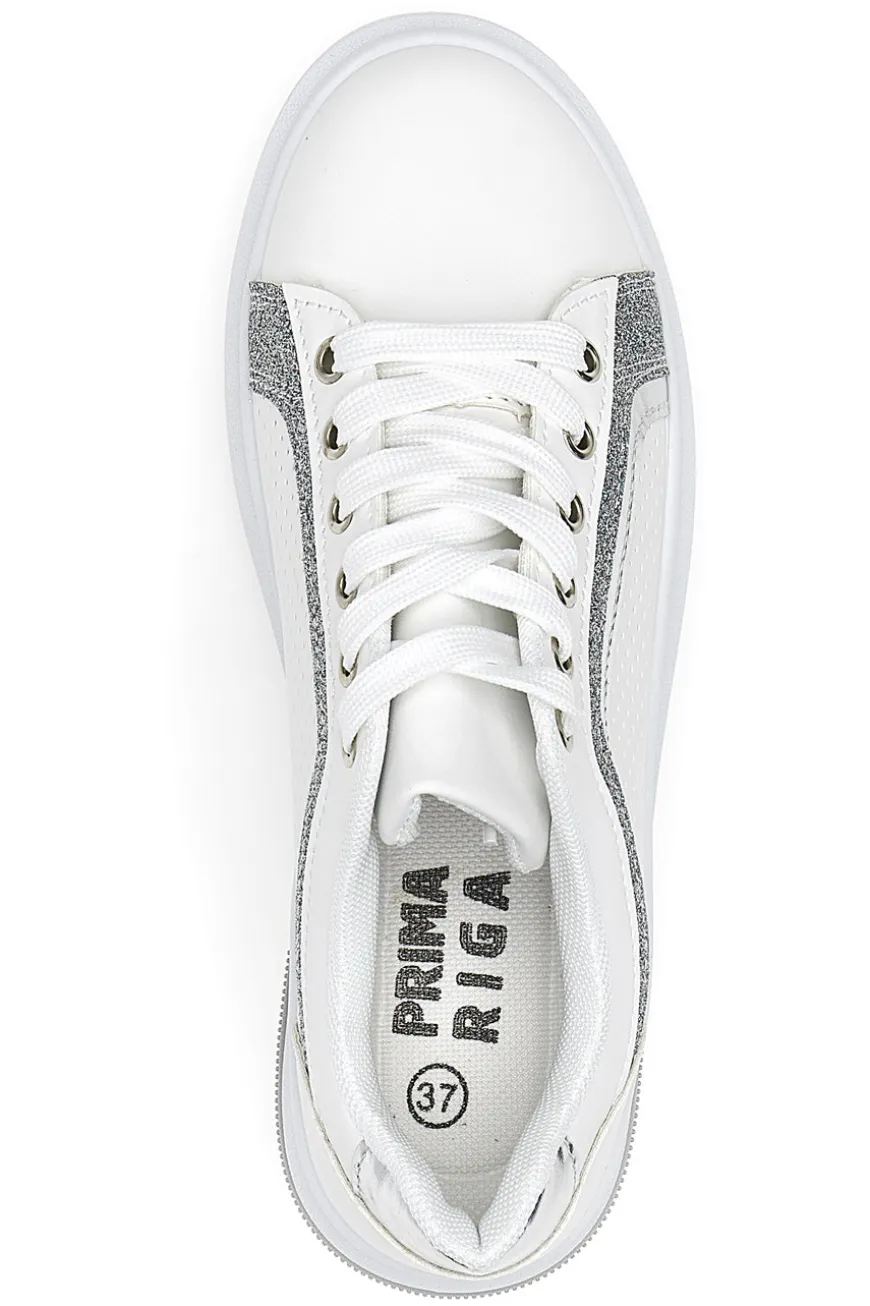 Sneakers Bianche e Argento Prima Riga 435