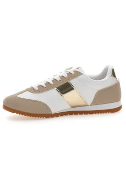 Sneakers Bianche e Beige con Banda Laterale Oro TALEMI 24250