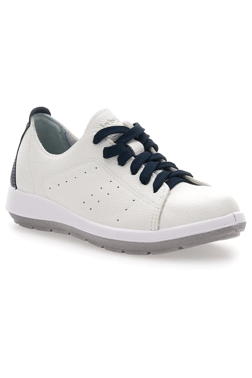 Sneakers Bianche e Blu Con Sottopiede in Vera Pelle Inblu 51 Wg