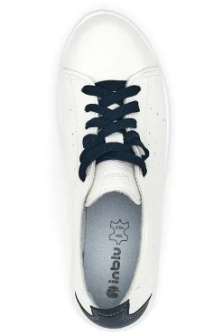 Sneakers Bianche e Blu Con Sottopiede in Vera Pelle Inblu 51 Wg