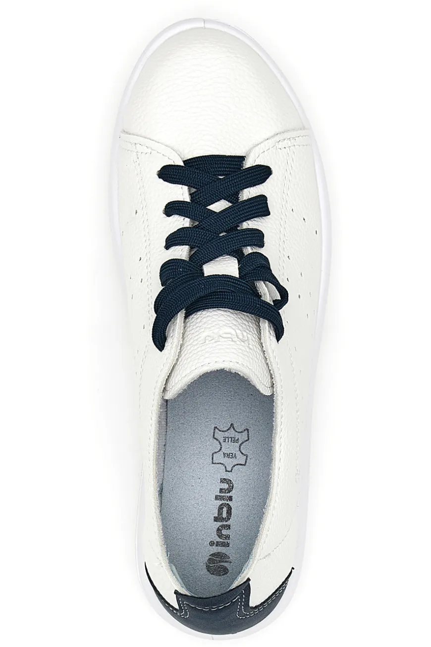 Sneakers Bianche e Blu Con Sottopiede in Vera Pelle Inblu 51 Wg
