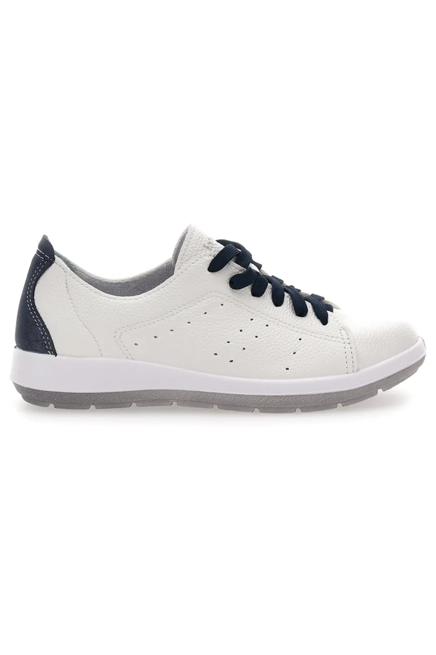 Sneakers Bianche e Blu Con Sottopiede in Vera Pelle Inblu 51 Wg