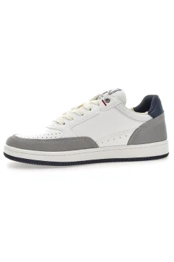 Sneakers bianche e grigie con inserti navy Beverly Hills Polo BHM524201