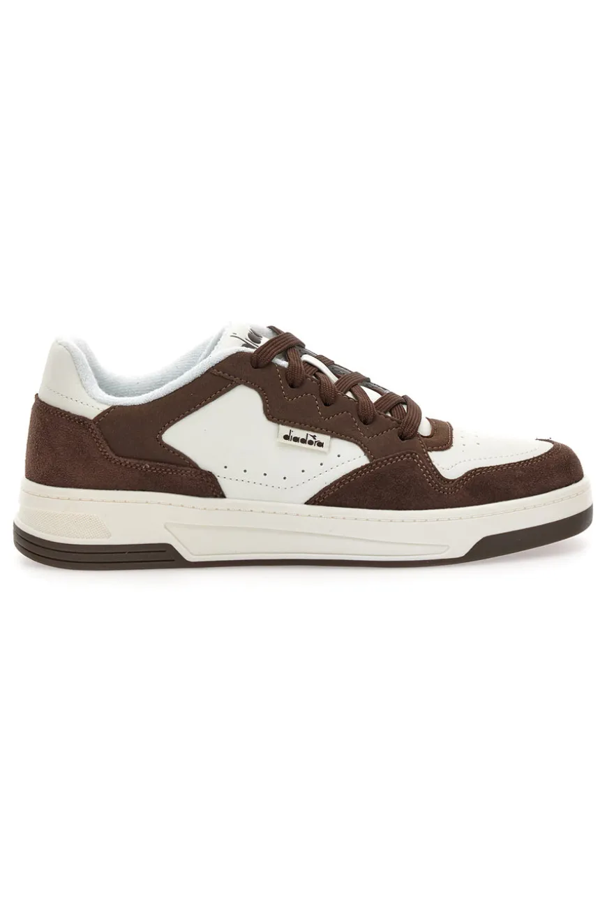 Sneakers bianche e marroni con inserti scamosciati Diadora Ginger S
