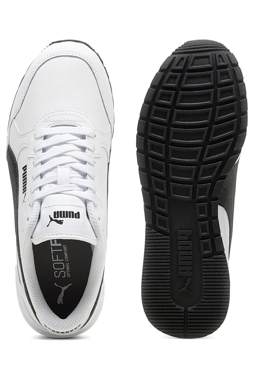 Sneakers Bianche e Nere con Tomaia in Pelle Puma ST Runner v4 L Jr