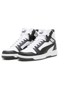 Sneakers bianche e nere mid-cut in materie sintetiche Puma Rebound V6 Mid Jr