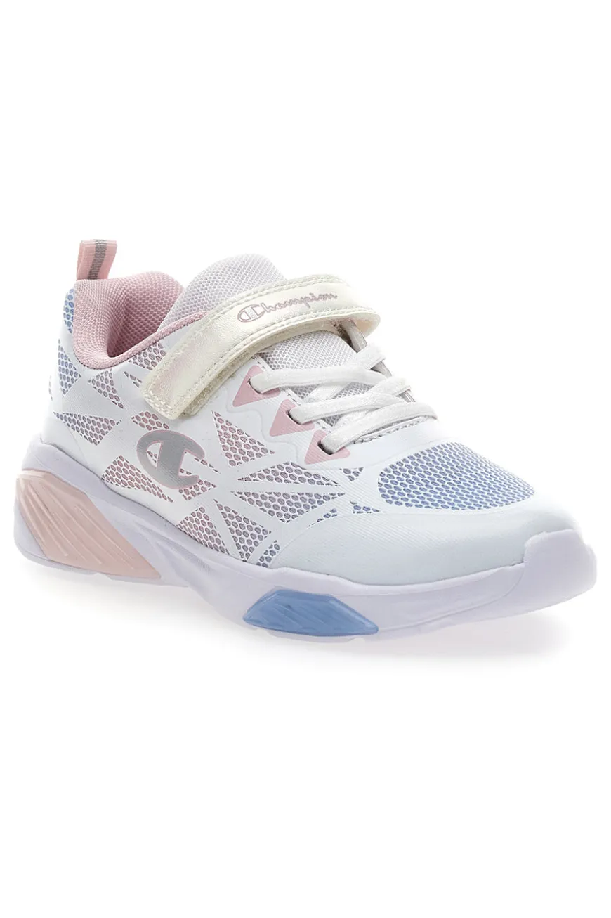 Sneakers bianche e rosa con luci Champion Wave Tri G PS