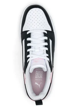 Sneakers Bianche e Rosa Con Stringa Laterale Puma Rebound V6 LO JR