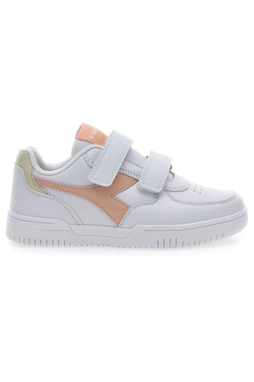 Sneakers bianche e rosa con velcro DIADORA RAPTOR LOW PS