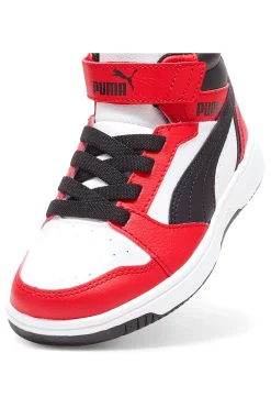 Sneakers bianche e rosse mid Puma Rebound V6 Mid AC+ PS