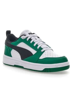 Sneakers Bianche e Verdi Con Stringa Laterale Puma Rebound V6 LO JR
