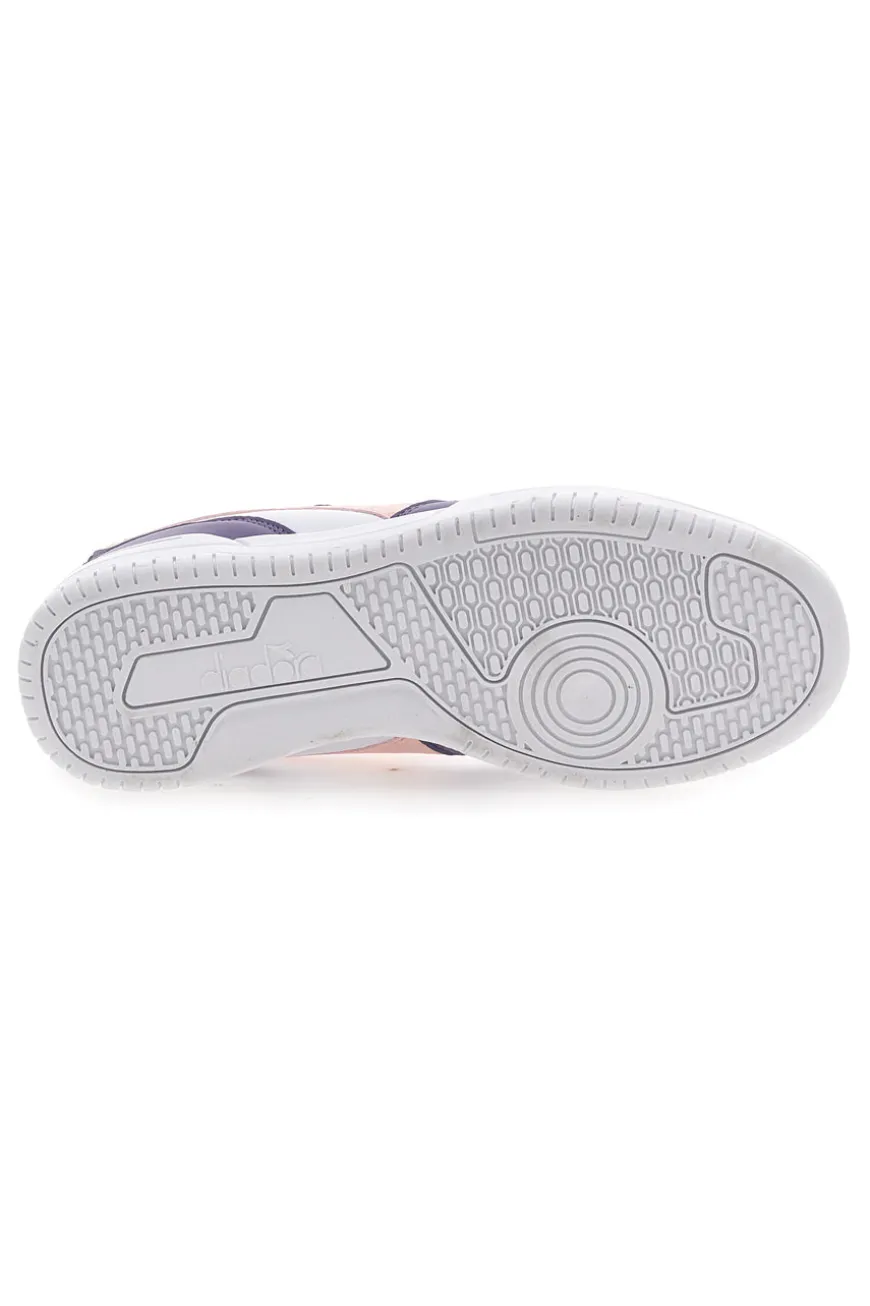 Sneakers Bianche e Viola con Logo Rosa DIADORA RAPTOR LOW SPOTTED GS
