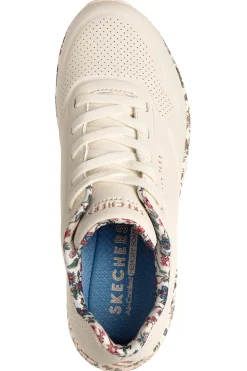 Sneakers bianche fantasia floreale con suola ad aria e lacci fissi Skechers Uno Safari Time