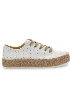 Sneakers bianche in crochet con suola in corda Energy E126
