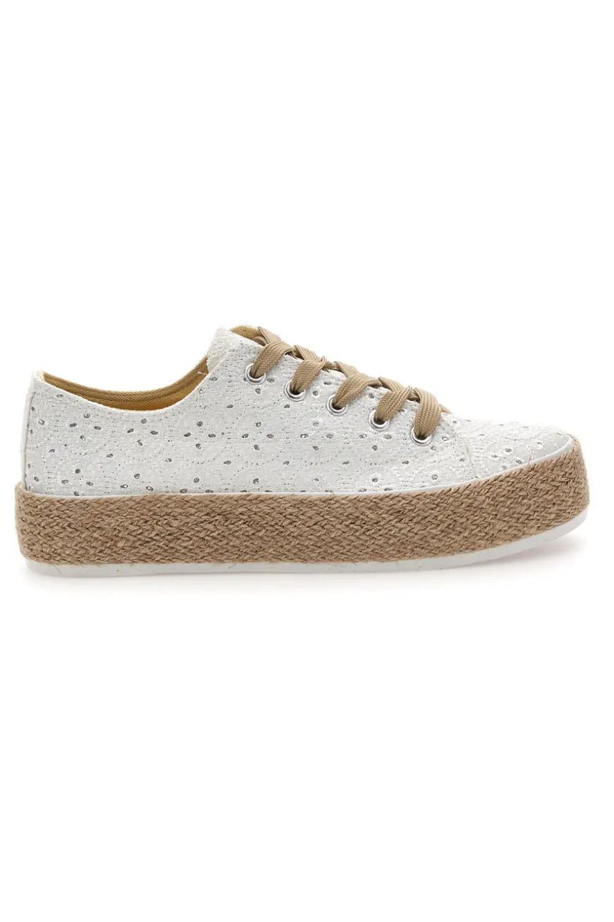 Sneakers bianche in crochet con suola in corda Energy E126