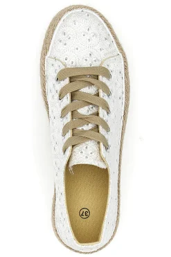 Sneakers bianche in crochet con suola in corda Energy E126