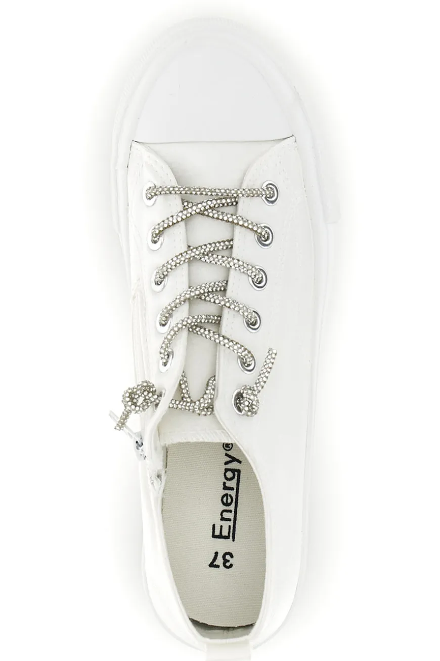 Sneakers bianche in materiale sintetico con lacci decorativi Energy CONV3