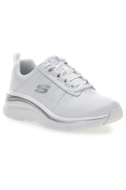 Sneakers bianche in pelle con Memory Foam Skechers Fashion Fit Effortless