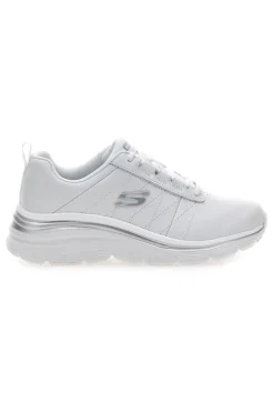 Sneakers bianche in pelle con Memory Foam Skechers Fashion Fit Effortless