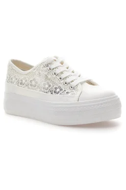Sneakers bianche in pizzo con suola platform Energy E111
